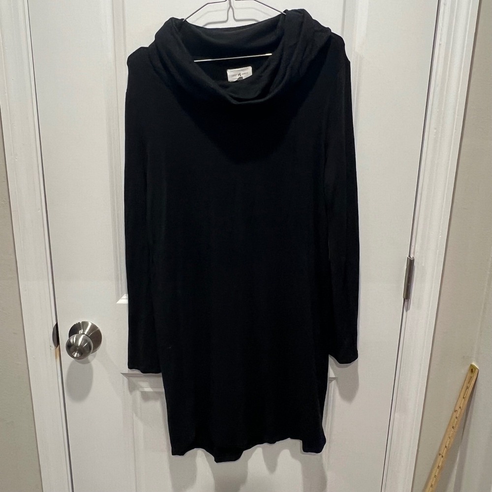 Lou & Grey Black Cowl Neck Long Sleeve Tunic Dress Size M‎ Rayon Spandex